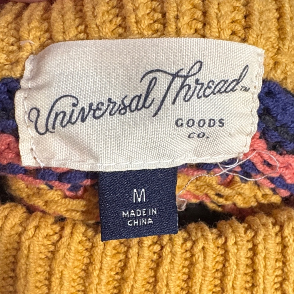 Women's Short-Sleeve Knit Sweater - Mustard Multicolored - Picture 8 of 8
